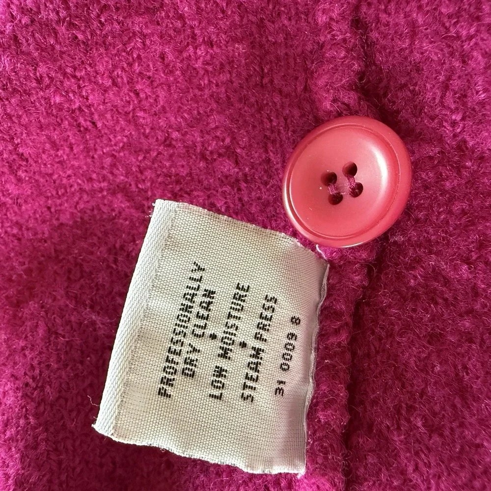 Pendleton Cardigan Size L Magenta Sweater Pure Virgin Wool Made In Hong Kong - Picture 6 of 12